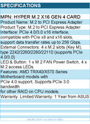 ASUS HYPER M.2 X16 GEN 4 CARD PCIe 4.0 X4 Expansion Card Supports 4 NVMe M.2