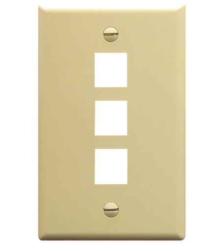 ICC ICC-IC107F03IV FACEPLATE- FLAT- 1-GANG- 3-PORT- IVORY