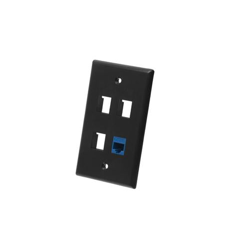 ICC ICC-IC107F04BK FACEPLATE- FLAT- 1-GANG- 4-PORT- BLACK