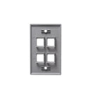 ICC ICC-IC107F04GY FACEPLATE- FLAT- 1-GANG- 4-PORT- GRAY