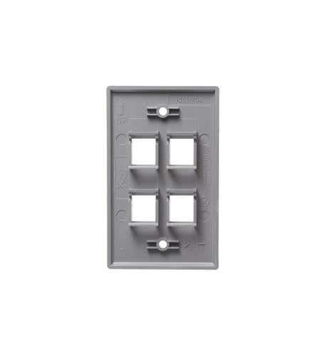 ICC ICC-IC107F04GY FACEPLATE- FLAT- 1-GANG- 4-PORT- GRAY