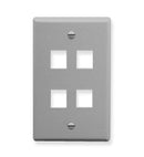ICC ICC-IC107F04GY FACEPLATE- FLAT- 1-GANG- 4-PORT- GRAY