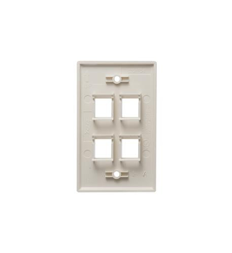 ICC ICC-IC107F04IV FACEPLATE- FLAT- 1-GANG- 4-PORT- IVORY
