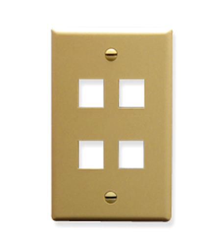 ICC ICC-IC107F04IV FACEPLATE- FLAT- 1-GANG- 4-PORT- IVORY