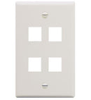 ICC ICC-IC107F04WH FACEPLATE- FLAT- 1-GANG- 4-PORT- WHITE