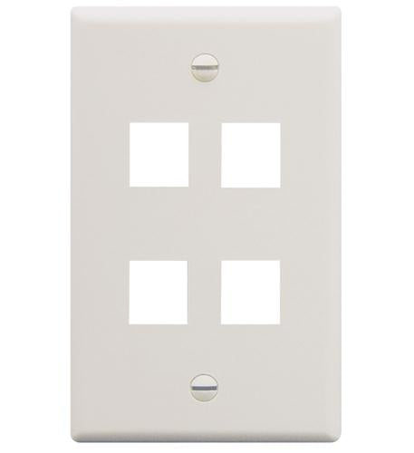 ICC ICC-IC107F04WH FACEPLATE- FLAT- 1-GANG- 4-PORT- WHITE