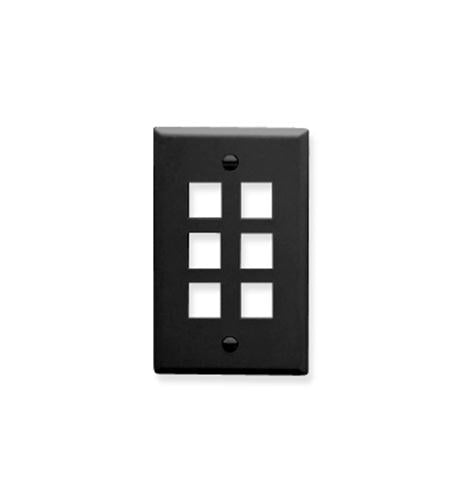 ICC ICC-IC107F06BK FACEPLATE- FLAT- 1-GANG- 6-PORT- BLACK