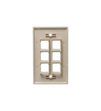 ICC ICC-IC107F06IV FACEPLATE- FLAT- 1-GANG- 6-PORT- IVORY