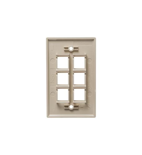 ICC ICC-IC107F06IV FACEPLATE- FLAT- 1-GANG- 6-PORT- IVORY