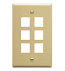 ICC ICC-IC107F06IV FACEPLATE- FLAT- 1-GANG- 6-PORT- IVORY
