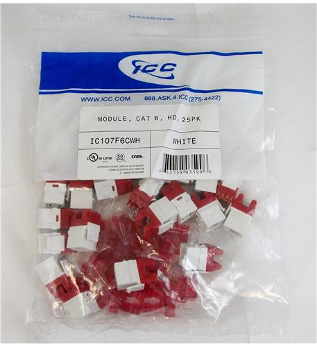 ICC ICC-IC107F6CWH MODULE- CAT 6- HD- 25PK- WHITE