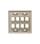 ICC ICC-IC107FD8IV FACEPLATE- FLAT- 2-GANG- 8-PORT- IVORY