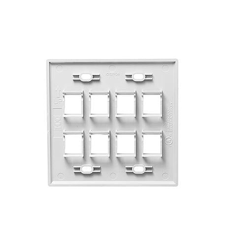 ICC ICC-IC107FD8WH FACEPLATE- FLAT- 2-GANG- 8-PORT- WHITE