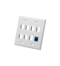 ICC ICC-IC107FD8WH FACEPLATE- FLAT- 2-GANG- 8-PORT- WHITE