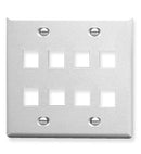 ICC ICC-IC107FD8WH FACEPLATE- FLAT- 2-GANG- 8-PORT- WHITE