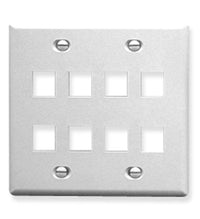 ICC ICC-IC107FD8WH FACEPLATE- FLAT- 2-GANG- 8-PORT- WHITE