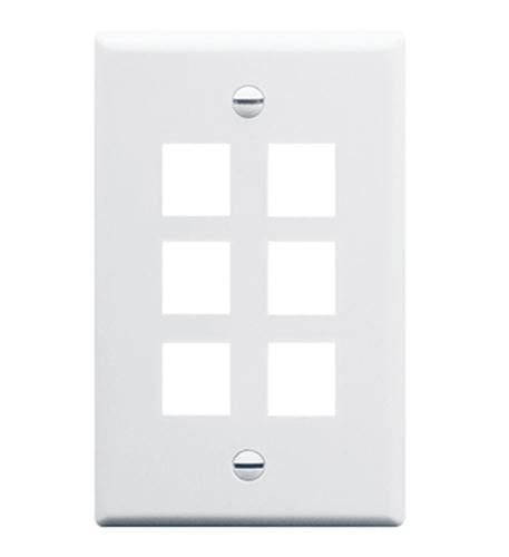 ICC ICC-IC107LF6WH FACEPLATE- OVERSIZED- 6-PORT- WHITE