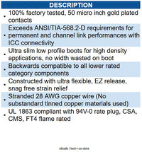 ICC ICC-ICPCSN10BL PATCH CORD CAT 6 SLIM CLEAR 25PK 10FT