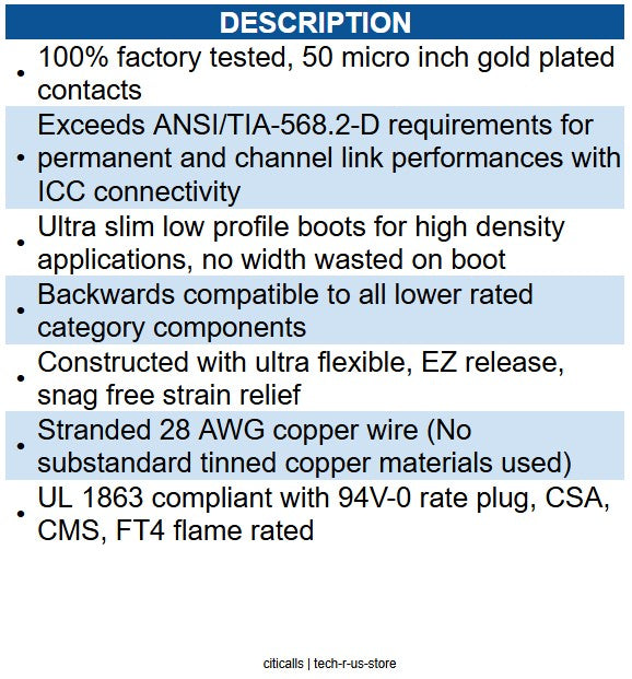 ICC ICC-ICPCSN10BL PATCH CORD CAT 6 SLIM CLEAR 25PK 10FT