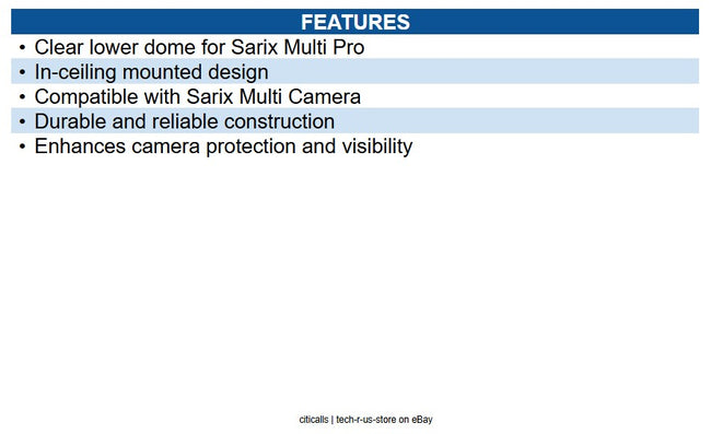 Pelco IMD1-INCLD1 Lower Dome Clear for Inceiling Mounted Sarix Multi Camera
