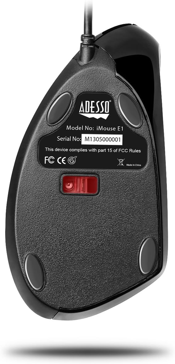 Adesso IMOUSE E1 Vertical Ergonomic Illuminated Mouse - Optical - Cable - USB