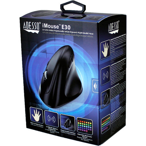 Adesso IMOUSE E30 2.4 GHz Wireless Vertical Programmable Mouse - Optical