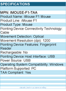 Adesso IMOUSE-F1-TAA iMouse F1 Mouse - Optical - Cable - USB - 1200 dpi