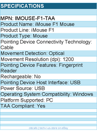 Adesso IMOUSE-F1-TAA iMouse F1 Mouse - Optical - Cable - USB - 1200 dpi