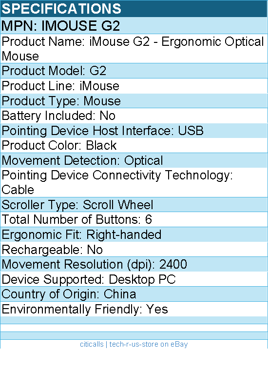 Adesso IMOUSE G2 Ergonomic Optical Mouse - Scroll Wheel - 6 Button(s) - Black