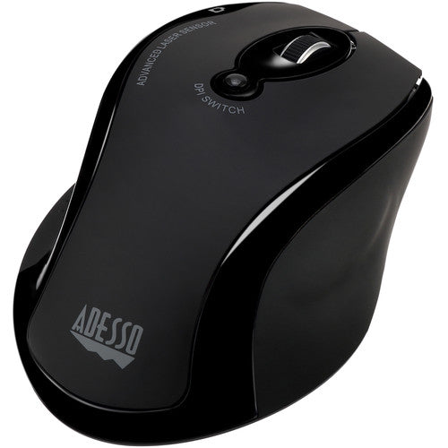 Adesso IMOUSE G25 Wireless Ergonomic Laser Mouse - USB Type A - 1600 dpi - Black