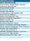 Adesso IMOUSE M20B Wireless Ergonomic Optical Mouse - Optical - 2.40 GHz - Black