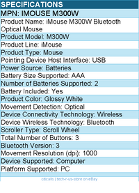 Adesso IMOUSE M300W Bluetooth Optical Mouse - Optical - Wireless