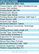 Adesso IMOUSE M6C-TAA Full-size Mouse - Optical - Cable - Black - USB Type C