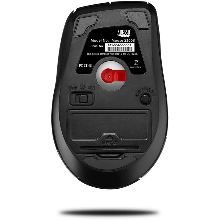 Adesso IMOUSE S200B Bluetooth Ergo Mini Mouse - Optical - Wireless - Black