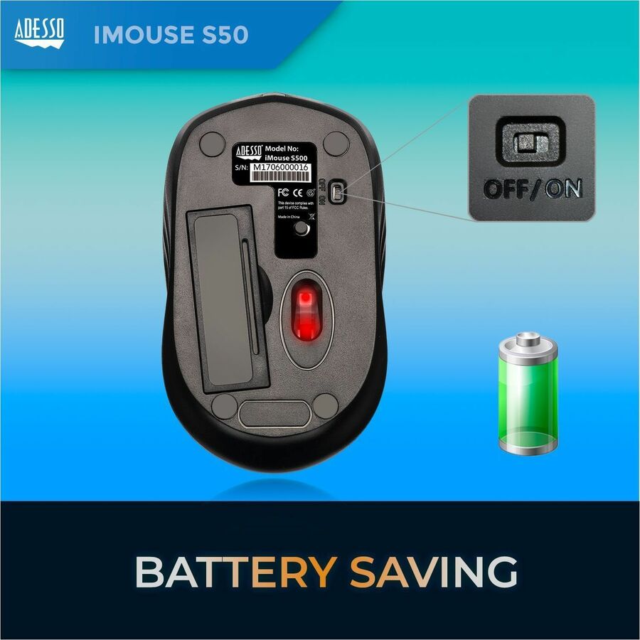 Adesso iMouse S50 - 2.4GHz Wireless Mini Mouse - Travel Mouse - Optical