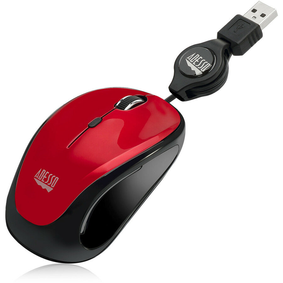 Adesso iMouse S8R - USB Illuminated Retractable Mini Mouse - Optical - Cable