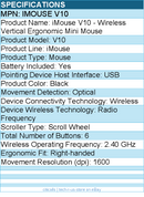Adesso IMOUSE V10 Wireless Vertical Ergonomic Mini Mouse - Optical - Black