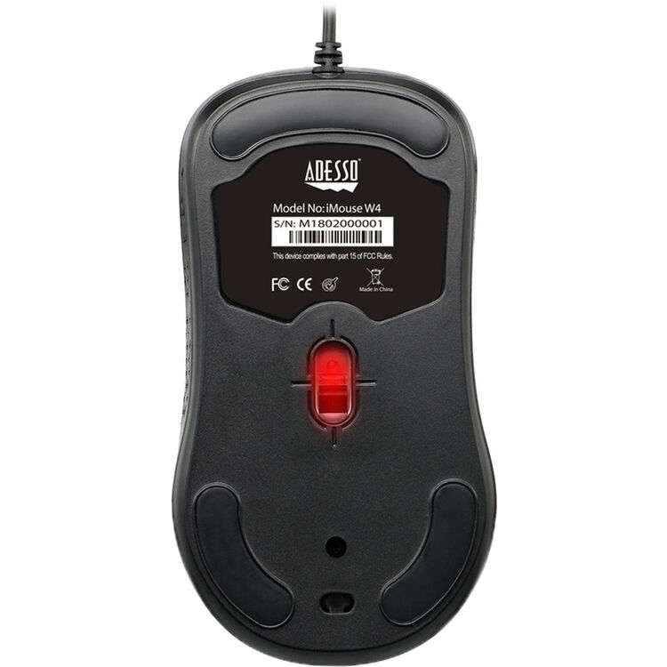 Adesso IMOUSE W4 Waterproof Antimicrobial Optical Mouse - 1000 dpi -Black