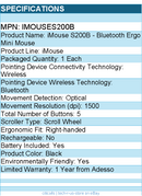 Adesso iMouseS200B - Bluetooth Ergo Mini Mouse - Optical - Wireless - Bluetooth