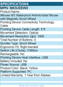 Adesso iMouseW3 Waterproof Antimicrobial Mouse with Magnetic Scroll Wheel