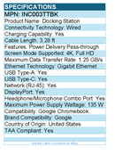 Belkin INC003TTBK Universal USB-C Triple Display Laptop Docking Station