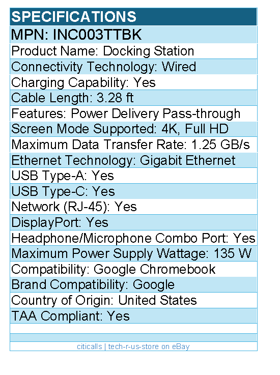 Belkin INC003TTBK Universal USB-C Triple Display Laptop Docking Station