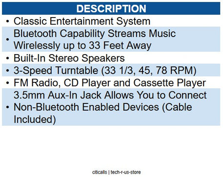 Victrola INN-VTA-200B-GRY 6-in-1 Victrola Entertainment Center
