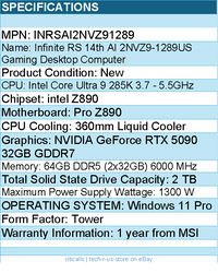 MSI INRSAI2NVZ91289 Infinite RS AI 2NVZ9-1289US Gaming Desktop