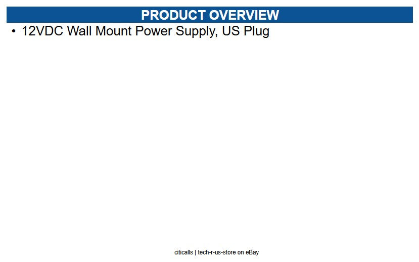 AudioCodes IPP-PS-2AWR-US-L-SINGLE 12VDC Wall Mount Power Supply, US Plug
