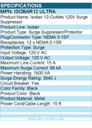 Eaton Tripp Lite Series ISOBAR12 ULTRA 12-Outlet Network Server Surge Protector