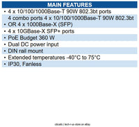 Extreme Networks ISW-4W-4WS-4X ISW-12 802.3bt 4GBP 4 Combo 4 SFP+