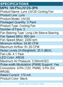 In Win IW-FN-LN120-3PK Lynx LN120 Cooling Fan - 2200 rpm - Black