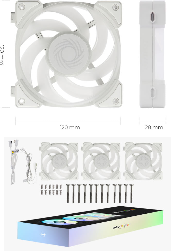 In Win IW-FN-LN120P-3PK Lynx LN120P Cooling Fan - 2200 rpm - White