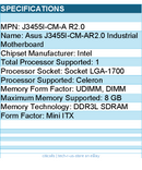 ASUS J3455I-CM-A R2.0 Motherboard - Celeron J3455 SoC Max.8GB DDR3L Mini ITX